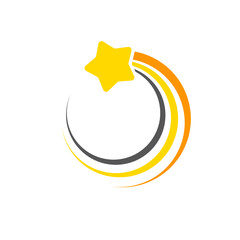Golden star logo vector icon design. Technology circle logo and symbols. Shooting star symbol