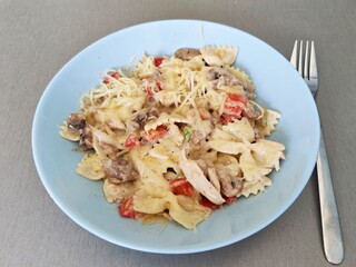 Pasta with chicken and cream souce