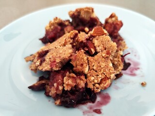 Home cooked plum crumble - fruit pie