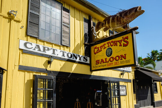 The historic Captain Tony's Saloon, the original site of Sloppy Joe's, in downtown district of Key West