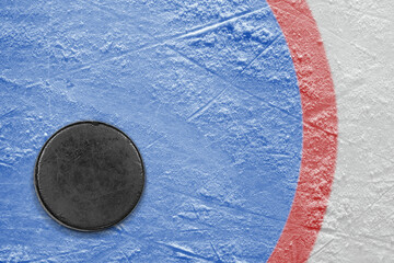 Hockey puck and a fragment of the goalkeeper area