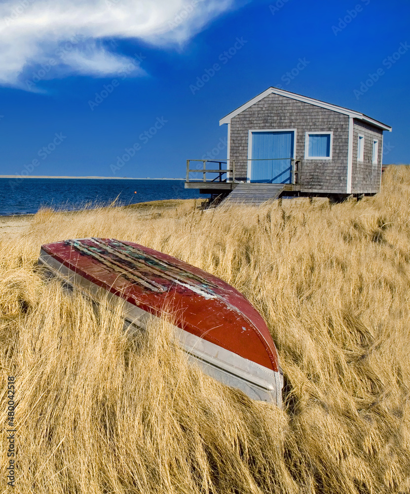 Canvas Prints cape cod boathouse and ocean