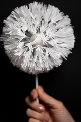 Wafer Paper Dandelion Flower. Waffle paper decor. Sugar floristry. Rice paper puffs. Wafer paper ruffles. Trendy hobby. Minimal artistic food concept.