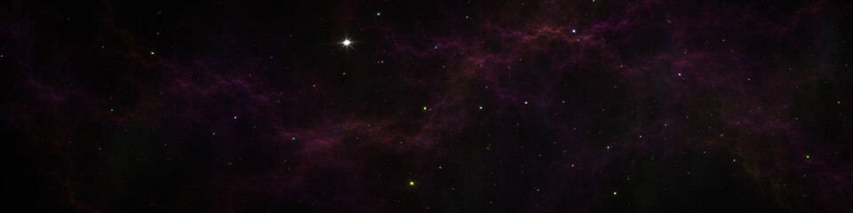 Fototapeta na wymiar Space background with star dust and gas clouds. Fractal 3d illustration. Panoramic space galaxy nebula map. 