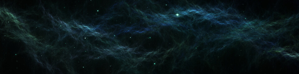 Obraz na płótnie Canvas Space background with star dust and gas clouds. Fractal 3d illustration. Panoramic space galaxy nebula map. 