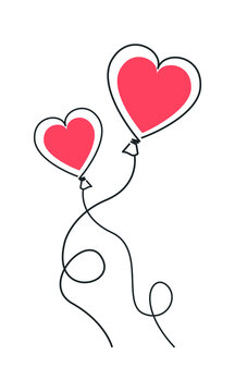 heart shaped balloon. minimal drawing flat design. Love symbol logo vector illustration.
