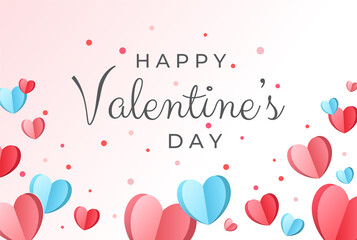 Abstract Valentine's day background with cute paper heart on pink background