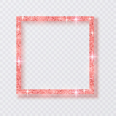 Pink shiny frame on a transparent background. vector illustration