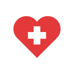 Fototapeta premium Medicine cross symbol. Switzerland flag symbol. White cross on a red background. Vector illustration