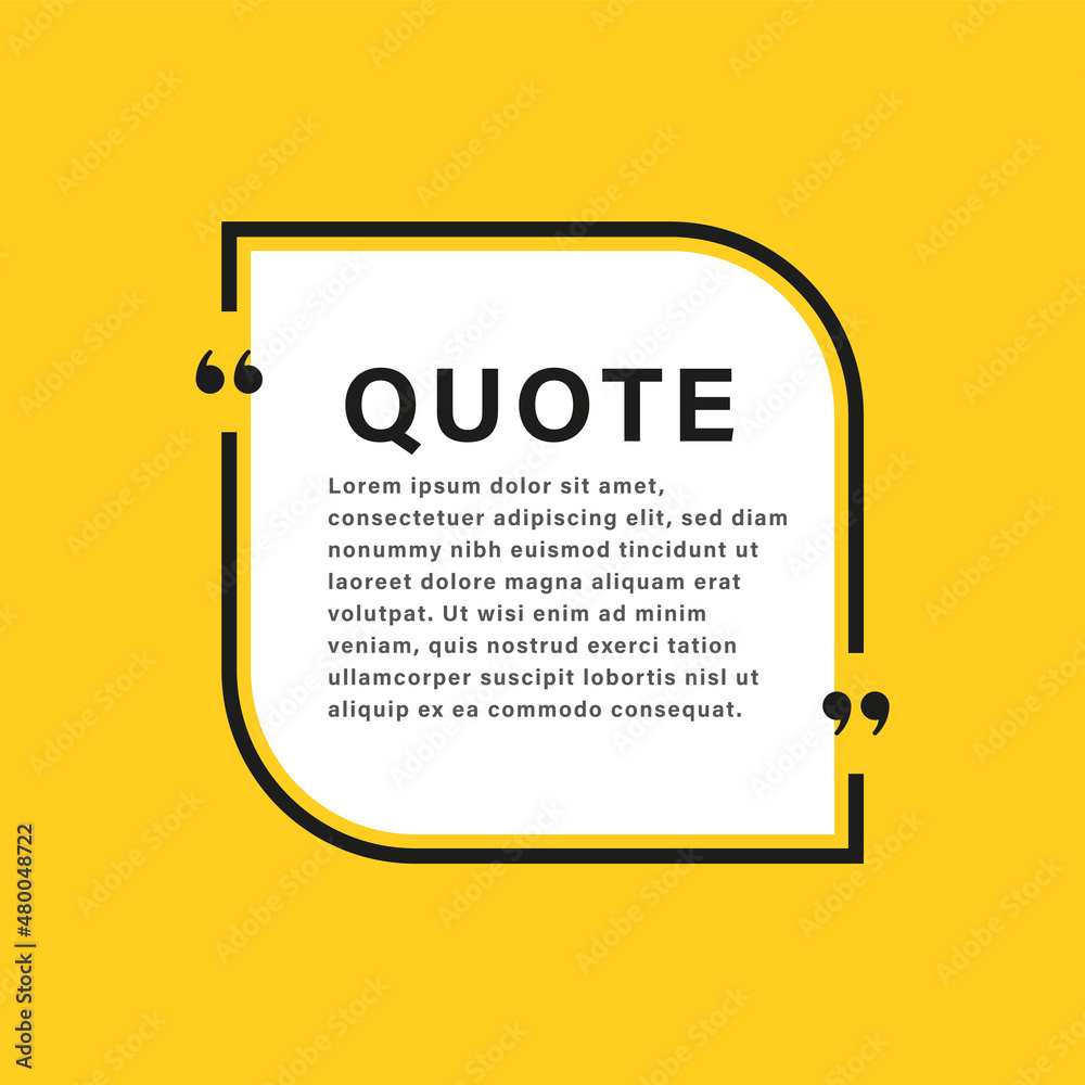Poster quote box frame. texting boxes with quotation marks. line quote frames	
