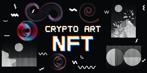 Nft . Modern crypto art background . Vector design logo . Abstract contemporary art . 