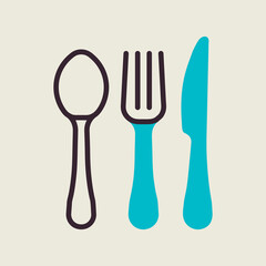 Spoon fork and knife vector icon