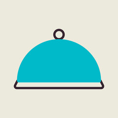 Cloche, food tray vector icon. Kitchen appliance