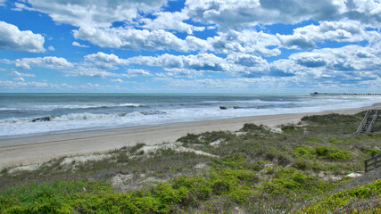 Fototapeta na wymiar view of the beach on Emerald Isle,North Carolina