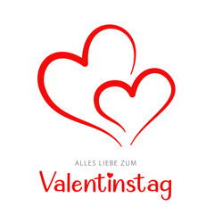 German text: Alles Liebe zum Valentinstag. Happy Valentine's Day, vector