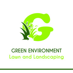 Initial G Letter with Green Grass for Lawn Landscaping Environment Garden Vegetation Home Care Management Service Business Logo Vector Idea