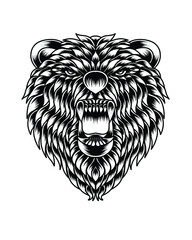 Artwork Illustration Unique Bear Head Line Art