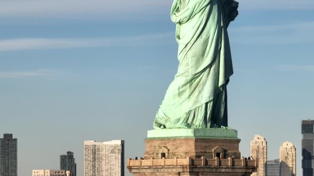 Aerial of the Statue of Liberty, Ellis Island (2022)