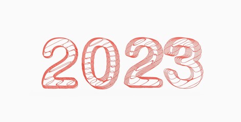 Naklejka na ściany i meble year 2023. 3D illustration numbers isolated white background
