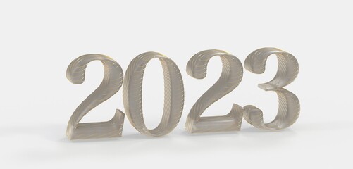 Happy New Year 2023. 3D illustration numbers isolated