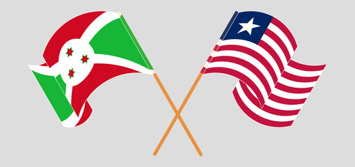 Obraz premium Crossed and waving flags of Burundi and Liberia