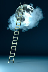 ladder to the moon (3d rendering,this image elements furnished by NASA)