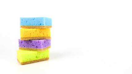 bright sponges for washing dishes. large-scale cleaning of the house in the spring