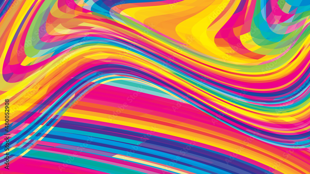 Poster Abstract colorful background with multicolor swirl tape. Vector graphics