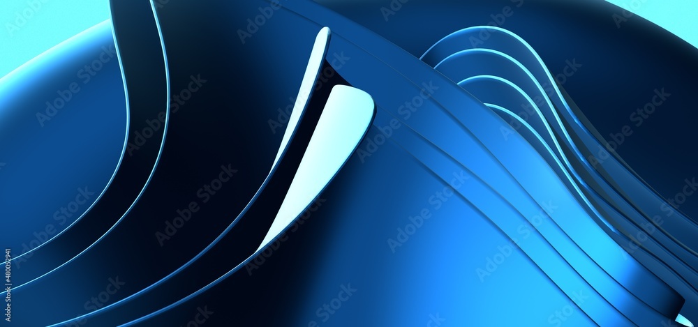 Poster blue wave abstract background 3d rendering flat design style