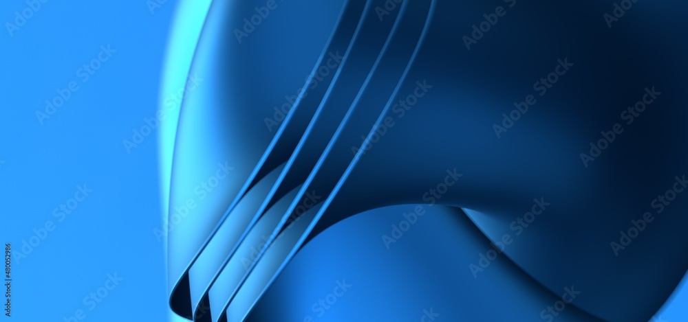 Poster blue wave abstract background 3d rendering flat design style