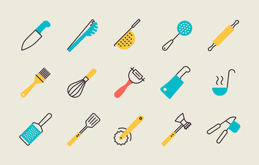 Kitchenware and kitchen vector icon set
