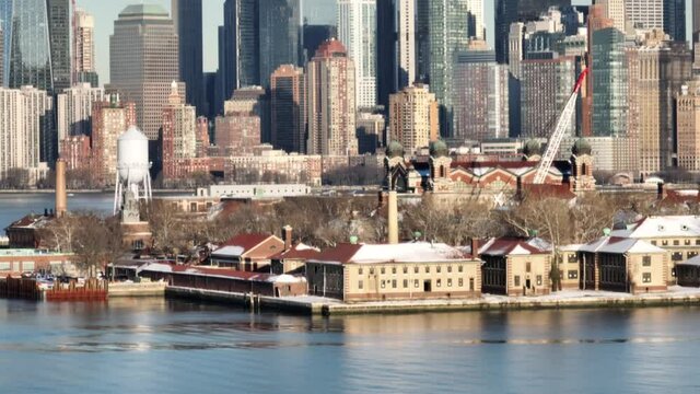 Aerial of the Statue of Liberty, Ellis Island (2022)