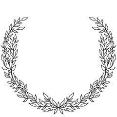 Obraz premium Wieniec wektorowy w stylu vintage, barokowa ramka z narysowanymi abstrakcyjnymi gałęziami i liśćmi na białym tle