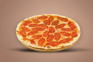 Tasty fresh Pizza dish with cheese on the tray