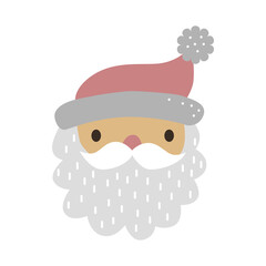 Cute cartoon Santa Claus for Christmas and New Year greeting design. Holiday character. Vector illustration