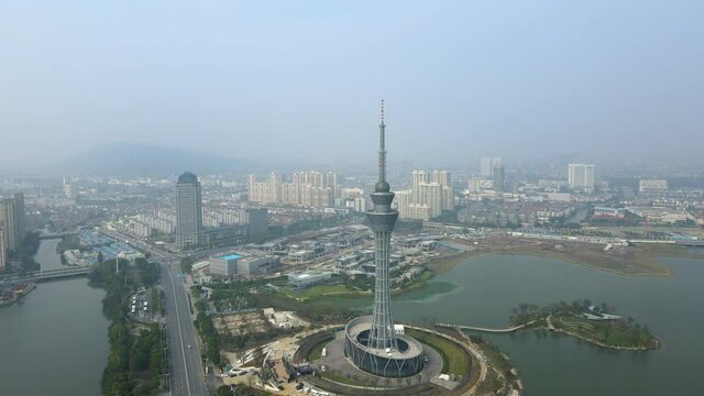 aerial photography changshu city landscape skyline