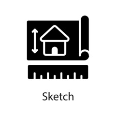 Sketch vector Solid icon for web isolated on white background EPS 10 file