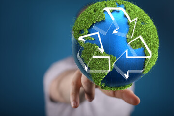 volumetric green recycling sign 3d