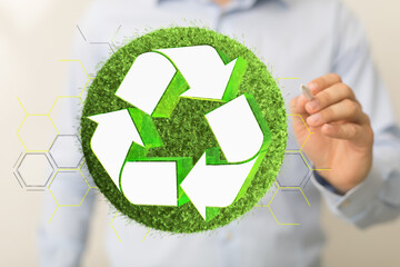 volumetric green recycling sign 3d