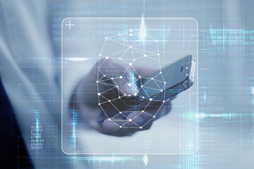 Technological Scanning. Biometric Facial Recognition concept. Face Id.