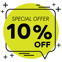 10% off - Colorful balloon with discount tag and special offer