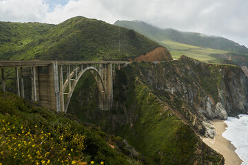 Fototapeta premium bridge over the river on california coast