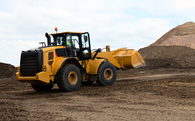 Wheel loader on the construction site