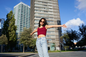 Portrait of a successful Young Asian woman looking at the Camera. Planning the future, life and joy concept