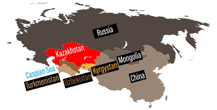 Kazakhstan political map  - potential war and conflict in 2022
