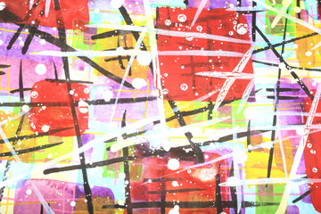 Vibrant Abstract Background made with Paint Swirls and Lines From Brushstrokes