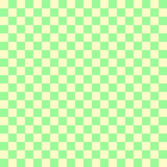 Two color checkerboard. Pale Green and Beige colors of checkerboard. Chessboard, checkerboard texture. Squares pattern. Background.