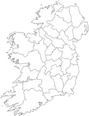 Outline of 32 counties of Ireland vector illustration