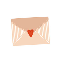 Kraft paper envelope with love Letter. Vector flat illustration