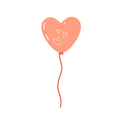 Fototapeta na wymiar Pink heart-shaped balloon. Vector flat illustration
